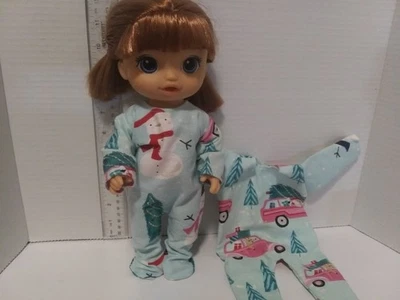 Doll Clothes made to fit 12"  Baby Alive Doll - 2   footsie Pajamas-  E16 - Image 1 of 2