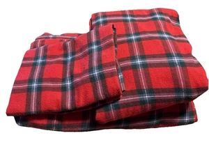 Set lenzuola Lands End Twin XL rosso Royal Stewart a quadri cotone flanella cabina country - Foto 1 di 7