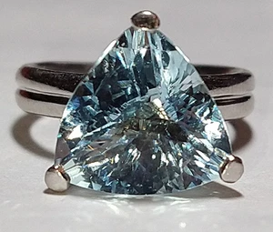 Anillo aguamarina natural platino macizo 4,37 quilates 7,55 gramos pt900 *GIA - Imagen 1 de 24