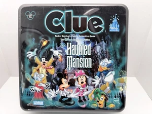 Hasbro Clue Haunted Mansion Board Game Disney Theme Park Ed. Tin Complete EUC - Picture 1 of 7