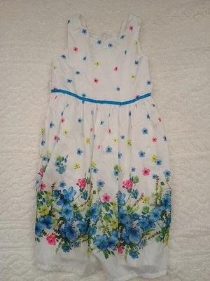 Sunny Fashion Girls Size 12 White/Flowered Zip Sun Dress - Image 1 of 3