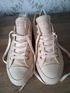 Converse all star beige pelle e occhielli oro rosa taglia 7 adulti - Foto 1 di 6