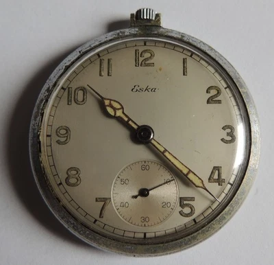Antiguo RELOJ SUIZO DE CUARZO DE BOLSILLO PARA HOMBRE "ESKA". Plateado Foto 1 de 4