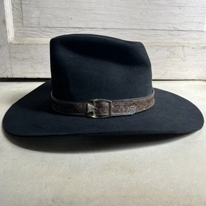 Vintage STETSON 4X Beaver Black Cowboy Hat Size 7 1/2 ~ 4" Brim ~ 5.5” Rise - Picture 1 of 18