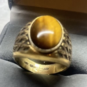 1/20 14K Gold Ring Mens Tiger Eye Size 10 Vintage Ring 10.2 Grams - Picture 1 of 15