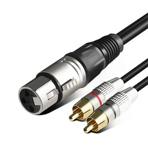 Double phonos RCA male audio cable to xlr 3 pins female socket y-splitter - Picture 1 of 35