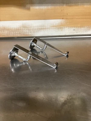 Антикварные стеклянные полочные кронштейны металлические опоры хромированная латунь - Изображение 1 из 4