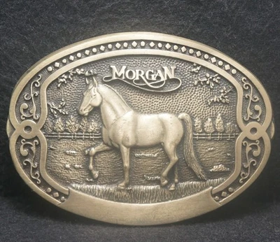 XD15150 * NOS* 复古 20 世纪 70 年代 * 摩根马 * 动物饲料 男式 西部皮带扣 — 第 1/2 张图片