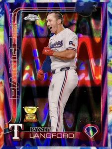 2025 Topps Chrome Wyatt Langford #455 Gold Cup Purple /250 Texas Rangers - Picture 1 of 2