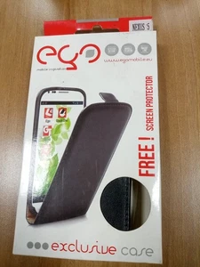 Cover case a FLIP Verticale per LG NEXUS 5 Rigida Nera Pelle - Foto 1 di 2
