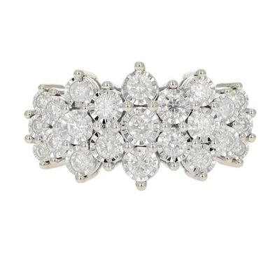 Anillo con racimo de diamantes de corte redondo EFFY de oro blanco de 14 k talla 7 Foto 1 de 4