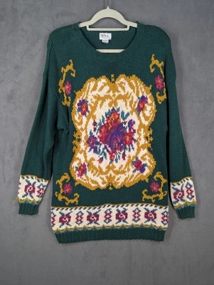 Suéter All Points Mujer Grande Tejido Verde Floral Vestido De Gran Tamaño De Colección  Foto 1 de 4