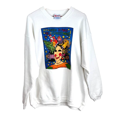 Sudadera De Colección Años 90 Kiki Suárez Mujer XL Head Is Full of Christmas 1993 Artística Foto 1 de 4