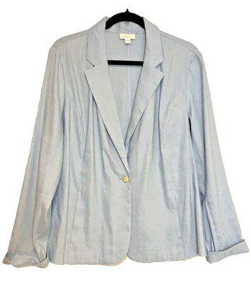 Blazer J. Jill Love de lino con un solo botón para mujer talla grande verano playa costera Foto 1 de 4