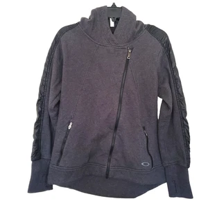 Oakley Womens Jacket Hooded  Full Diagonal Zip Size M Black LS Thumb Slots - Picture 1 of 23
