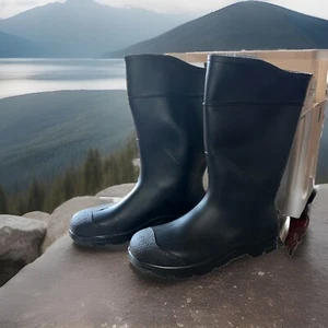 Servus Black Rubber PVC Boots Men's size 12 Waterproof Rain Snow Barn Shoes USA - Picture 1 of 5