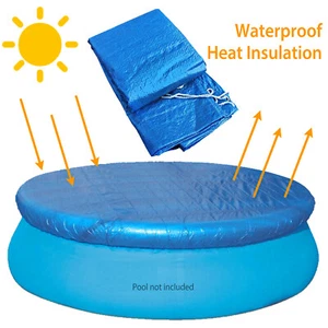 PE Round Swimming Paddling Pool Cover Dustproof Mat Cover for 8/10/12Ft Pool - Picture 1 of 16