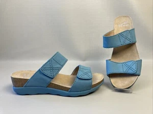 DANSKO Maddy Lagoon Blue Nubuck Leather Wedge Sandals Shoes Size 8.5 US 39 EUR - Picture 1 of 13