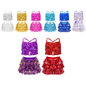 Kids Girls Set Festival Outfit Birthday Dancewear Gymnastics Suit Salsa Modern - Picture 1 of 65