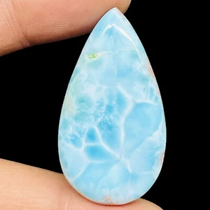 58.60 Cts Natural Larimar 41x23mm Pear Loose Pendant Size Huge Cabochon Gemstone - Picture 1 of 9
