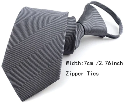 Новый полосатый серый 100% шелк регулируемый предварительно завязанный мужской узкий галстук галстук 2,76 дюйма - Изображение 1 из 2