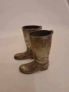 Stirrup cups, two metal riding boots, silver plated 9cm - Picture 1 of 5