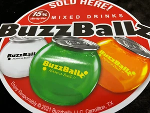 Buzzballz cocktails window decal 10 1/4 Inch Front Adhesive. Free Ship USA - Picture 1 of 4