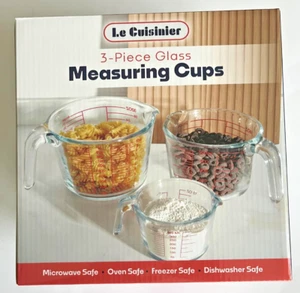 Le Cuisinier 3-Piece Glass Measuring Cups Set, New in box - Picture 1 of 6