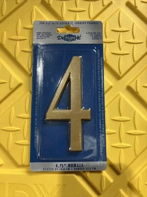 (WhiteHall) DeSign-it PLACA DE DIRECCIÓN #4 LATÓN SATINADO 4,75" Foto 1 de 4