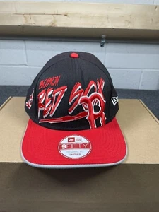 Boston Red Sox New Era Stapback Hat Black Red 9Fifty MLB EUC - Picture 1 of 6
