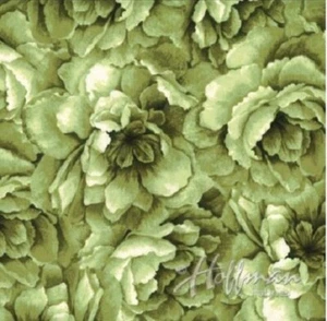 CLEARANCE - 1+YD 'BELLEFLOWER' CHARTREUSE TONAL BLOOMS FABRIC - HOFFMAN - Picture 1 of 1