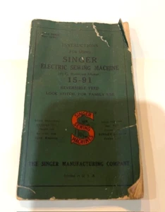 Vintage Singer Electric Sewing Machine 15-91 Instruction Manual Form 20328 - Picture 1 of 2