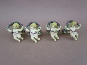 Neu! 4er Set Harz Serviettenhalter Ringe mit detaillierten Cherub Engel Figuren - Bild 1 von 9