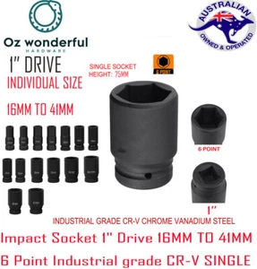 1'' Drive Impact Sockets Dr Deep Impact Socket Cr-V 16mm - 41mm Air Tools Auto - Picture 1 of 11