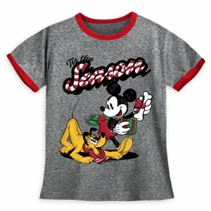 Disney Authentic Mickey & Pluto Holiday Boys T Shirt Tee Size 4 5/6 7/8 10/12 - Picture 1 of 1