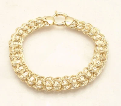  Brazalete Technibond Reversible Corte Diamante Tejido Chapado en Oro Amarillo 14K Plata Foto 1 de 4