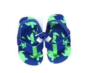 Gymboree Swim Shop Flip Flop Sandals Boys Blue Green Sea Turtles Sz 3-4 NWT - Picture 1 of 2