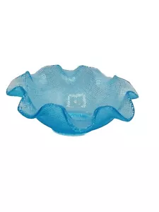 Italian Colony Glass Bowl Candy Dish Candle Holder Ice Cream Bluevwaffle Pattern - Picture 1 of 6