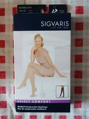 SIGVARIS Select Comfort Medical Compression Thigh Hi Suntan 863NMLW36 Sz ML New - Image 1 of 4
