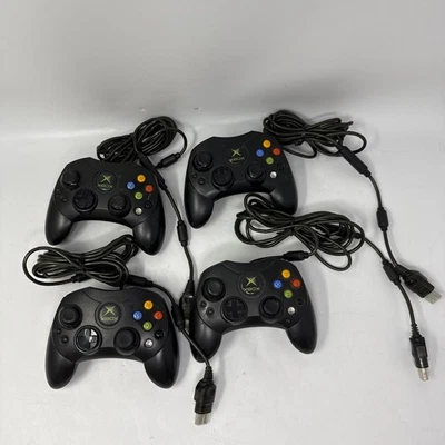 Lote De 4 Controladores Probados Grado B Xbox OEM S Tipo Negro OG con Cable Breakaway Foto 1 de 4
