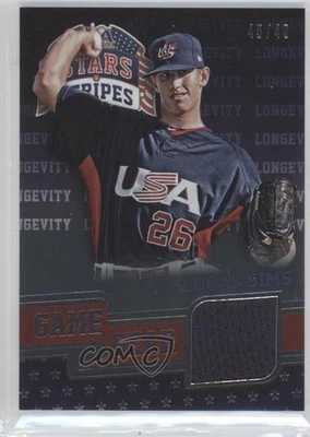 2015 Panini Stars and Stripes Game Gear Longevity /49 Lucas Sims #64 - Image 1 of 2