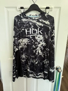 Camicia da pesca Huk Performance uomo grande muschio rovere nero stampa idro acqua - Foto 1 di 3