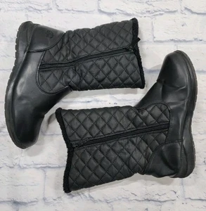 Totes WOMENS SZ 8 W Jade Lined Waterproof Boots Zip Winter Snow Quilted Black - Picture 1 of 13
