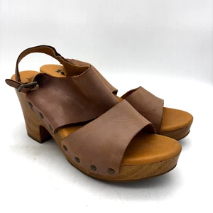 Korks Annaleigh Leder Plateau Clog Sandalen braun Nieten Holzabsatz Y2K Damen - Bild 1 von 11