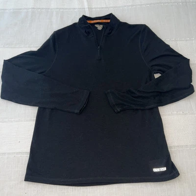 Suéter de Lana Omni Hombres L Negro Mezcla de Lana Capa Base 1/4 Cremallera Pullover Cálido Foto 1 de 4