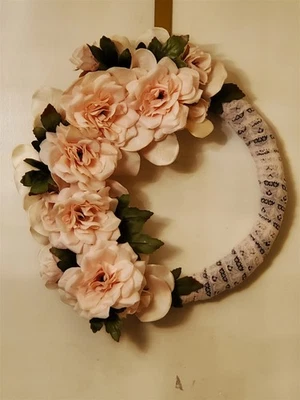 Pink Rose Spring/Summer Floral Grapevine Wreath-Front door Decor Handcrafted - Image 1 of 4
