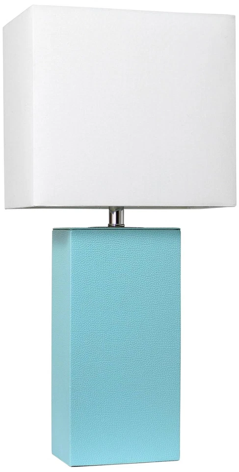 Lalia Home Lexington Aqua Leather Accent Table Lamp - Image 1 of 1