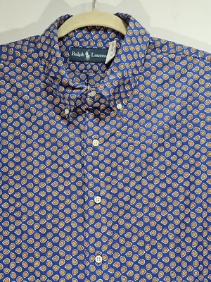 Vtg 90s Polo Ralph Lauren XXL 2XL Paisley L/S Shirt Funky Blue Orange EUC - Image 1 of 4
