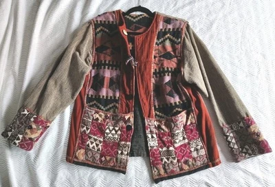Vintage Southwestern Womens Jacket Aztec Fringe Reversible Passports Pier 1 - Image 1 of 4