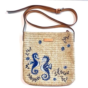 Vera Bradley Umhängetasche Sea Life Seepferdchen Stroh Handtasche verstellbarer Schultergurt - Bild 1 von 14